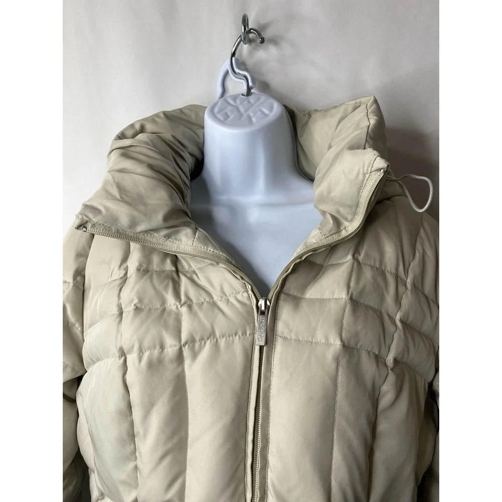 Calvin Klein Jacket Woman Medium White Hooded Goose Down Puffer Full Zip Coat‎